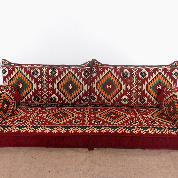 bordeaux coloured oriental floor seating, Arabic style majlis floor sofa set floor seating sofa, ethnic sofa,bohemian furniture, majilis