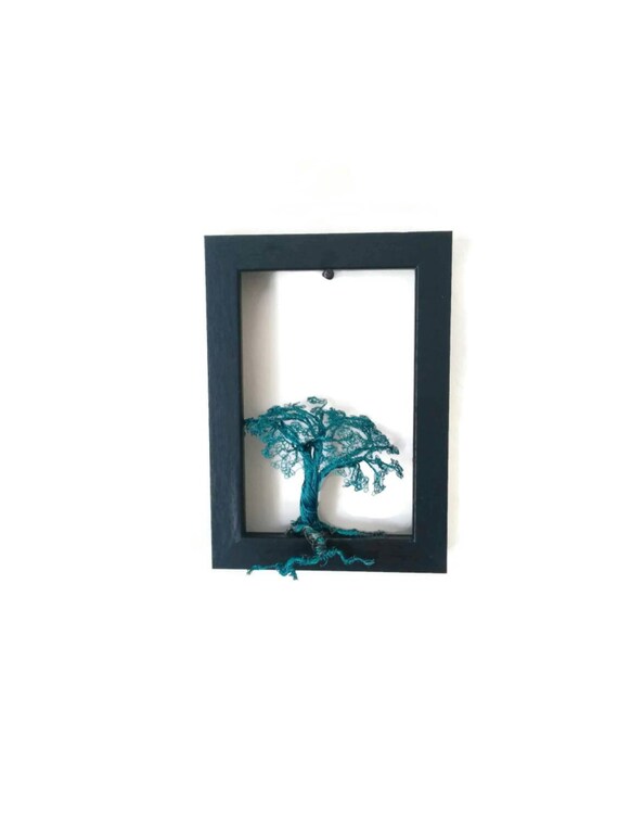 Custom Made Turquoise Wire Art Tree Fantasy Wall