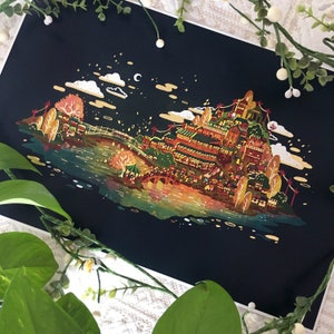 Twilight Teahouse - Gold Foil Art Print