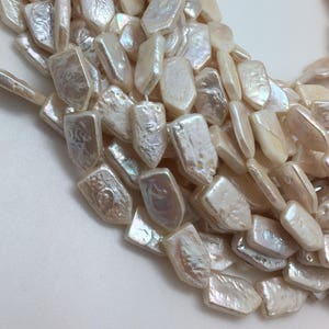 White Arrowhead Shaped 14 - 15mm Freshwater Pearls Strand