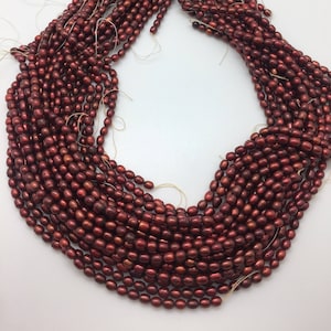 Dark Red 4 - 5mm Rice Freshwater Pearls Strand 15&quot;