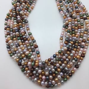 Mixed Colors Round 4 - 5mm Freshwater Pearls Strand