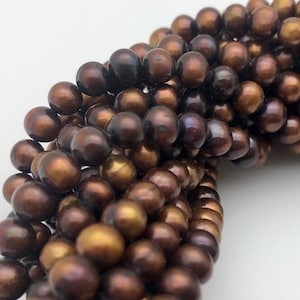 Multicolor Gold - Brown Round Potato Freshwater Pearl Strand - 5 - 5.5mm 16&quot;