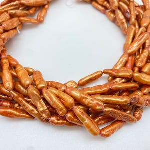 21-28mm x 6-8mm Burnt Orange Biwa Freshwater Pearls Strand
