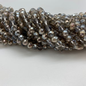 4x6mm Light Brown Faceted Rondelle Crystal Strand-17&quot;