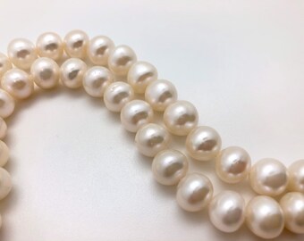 9-10mm Natural Colored Round Potato Shaped Freshwater Pearl Strand