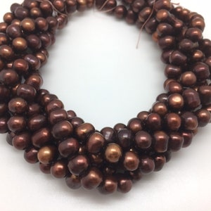 9 - 10mm Brown Round Potato Freshwater Pearl Strands