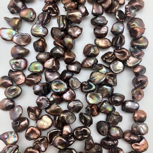 Metallic Brown 10 - 11mm Freshwater Keshi Pearls Strand