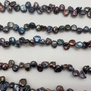 6-7mm Peacock Colored Keshi Freshwater Pearl Strand-16&quot;