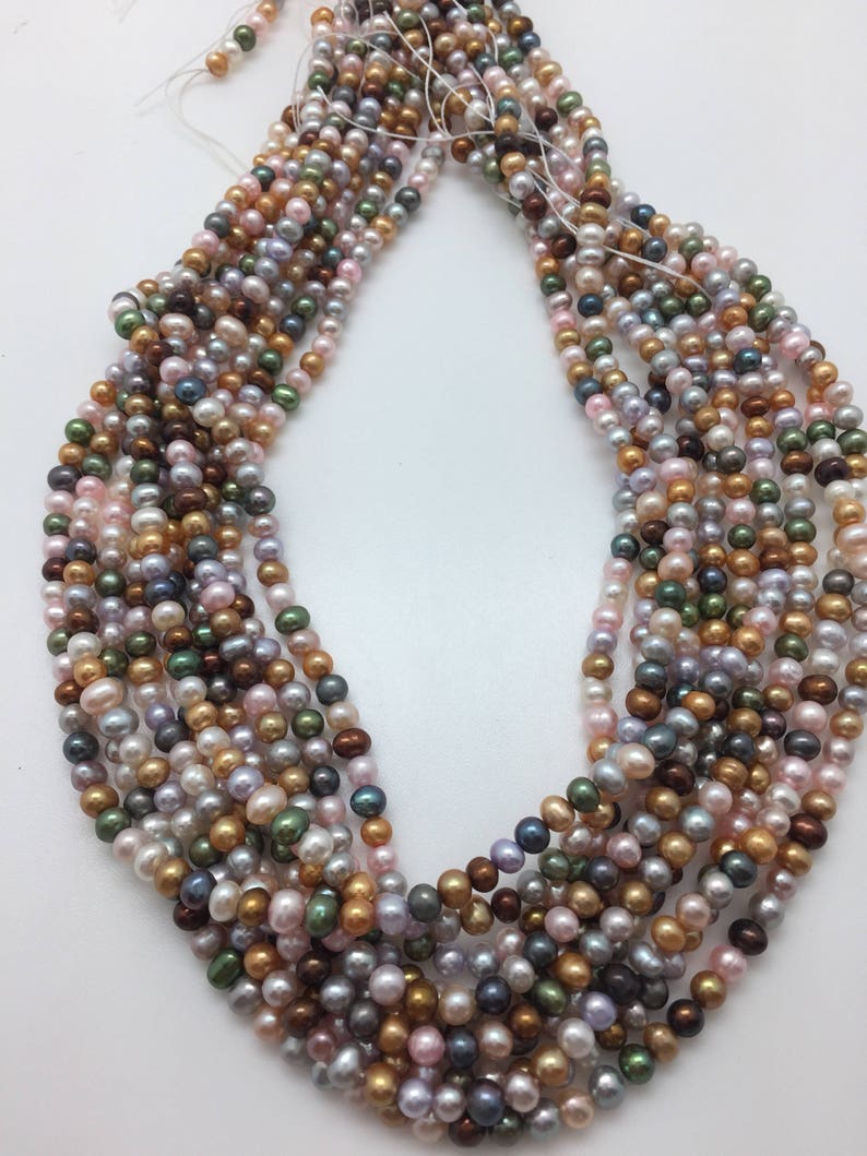 Mixed Colors Round 4 5mm Freshwater Pearls Strand - Etsy