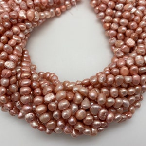 7-8mm Dusty Rose Colored Nugget Shaped Freshwater Pearl Strand-16&quot;