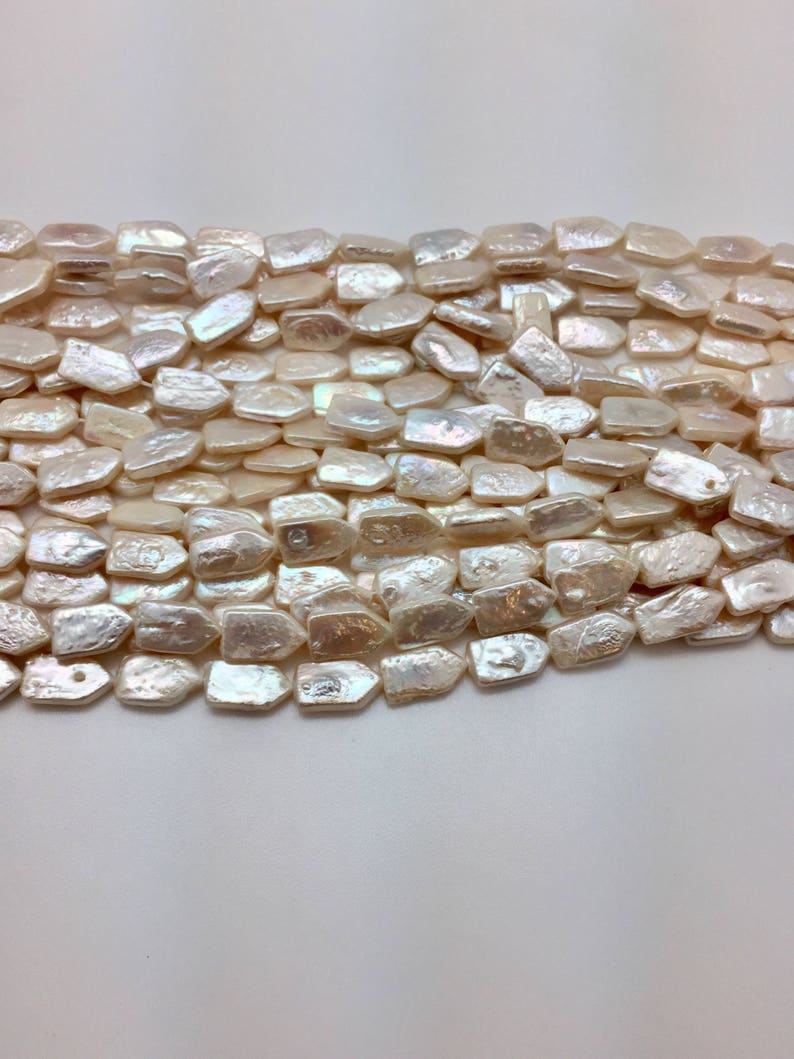 White Arrowhead Shaped 14 15mm Freshwater Pearls Strand image 2