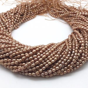 Champagne Color 4mm - 5mm & 4.5mm - 5.5mm Rice Freshwater Pearls Strand