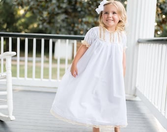 Floral Lace Heirloom Dress in White