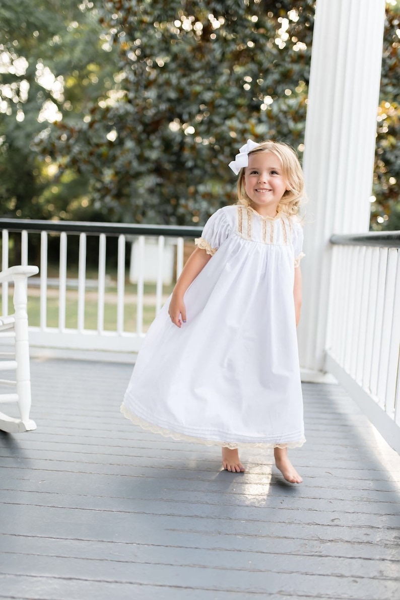 Floral Lace Heirloom Dress in White