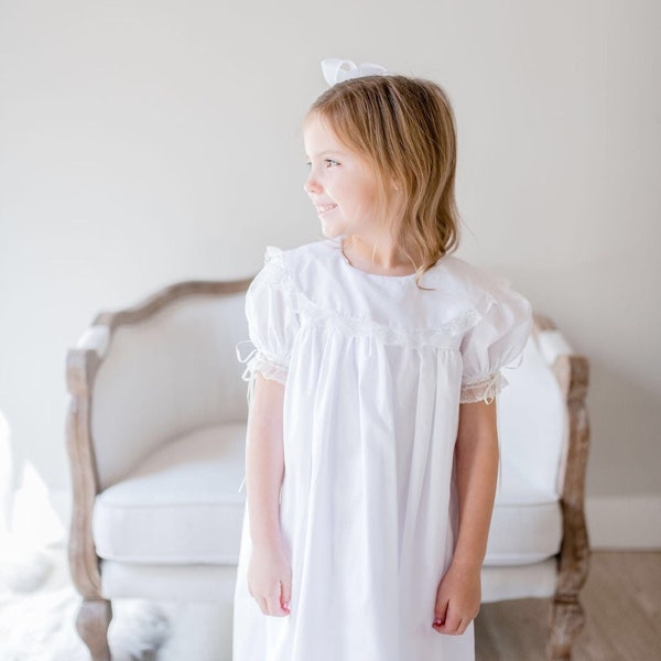 At Last Heirloom Dress in White with White Lace