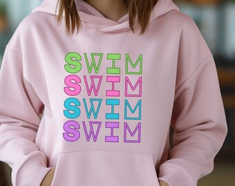 Youth Hoodie I Love Swim Shirt for Swimmer Sweatshirt for Beach Lover
