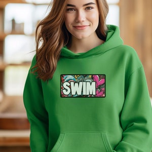 Moletom com capuz para jovens da equipe de natação, moletom para amantes da praia, camisa de nadador competitivo, roupa de banho para crianças, suéter para natação no oceano