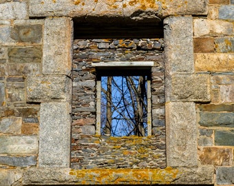 Fine Art Photography, Maine Coast Wall Art, Architecture Print, Stone Wall Home Decor, Window, New England Art, Maine Gift, Goddard Mansion