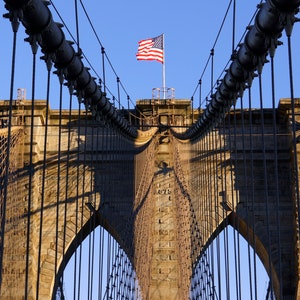 Fine Art Photography, Brooklyn Bridge, Architecture Art, New York City, NYC Print, Wall Art, Brooklyn Art, 8 x 10 Print, Blue, Tan, Black image 3