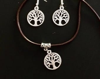 Tree of Life Jewelry Set, Tree Earrings, Pendant Necklace, Boho Jewelry, Silver Tree of Life, Gifts for Women, Silver Pendant