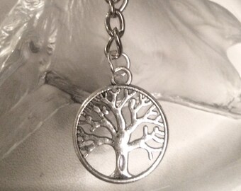 Tree of Life Keyring Key Chain or Zipper Pull, Charms Silver Metal Key ring Celtic Tree Charm