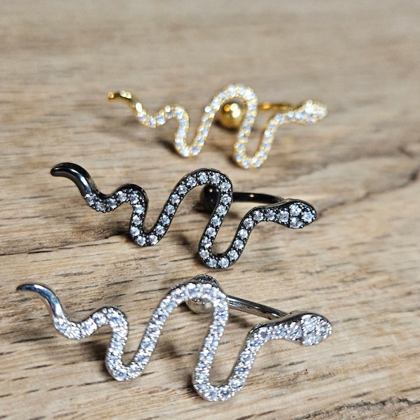 Snake CZ Reverse Bling 14 gauge Belly Ring