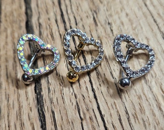 Heart CZ Frame Reverse Bling 14 gauge Belly Ring