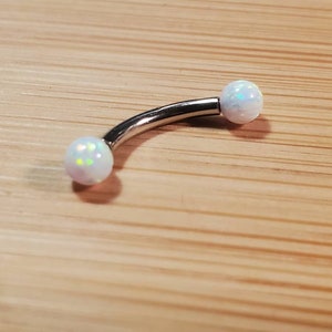 Opal Ball Curved Barbell Cartilage Eyebrow jewelry 316L Stainless Steel 16G