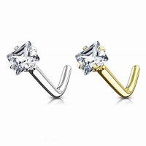 Square cz nose stud