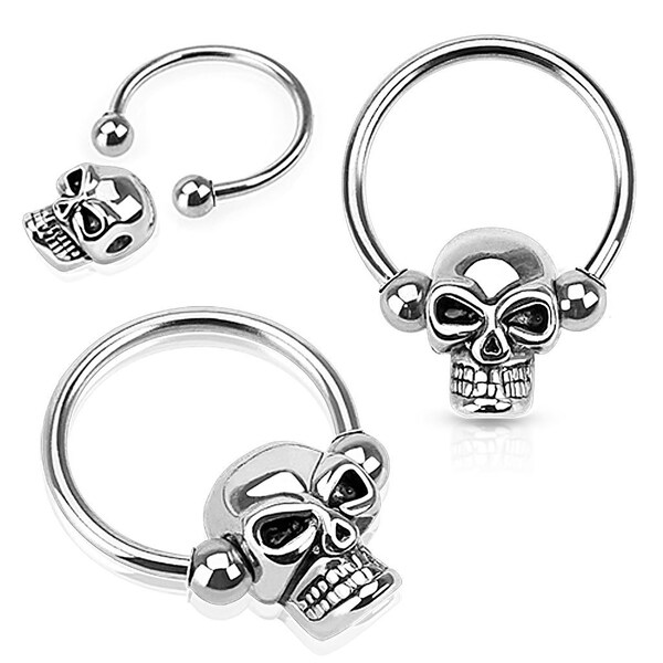 Skull Captive Horseshoe Septum, Tragus or Cartilage and Earring