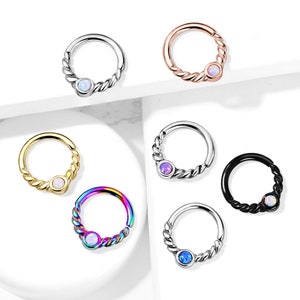 Twisted Opal Nose Annealed Ring/Cartilage/Tragus/ Earring/Daith Body Implant Grade Stainless Steel