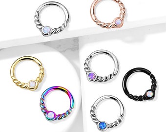 Twisted Opal Nose Annealed Ring/Cartilage/Tragus/ Earring/Daith Body Implant Grade Stainless Steel