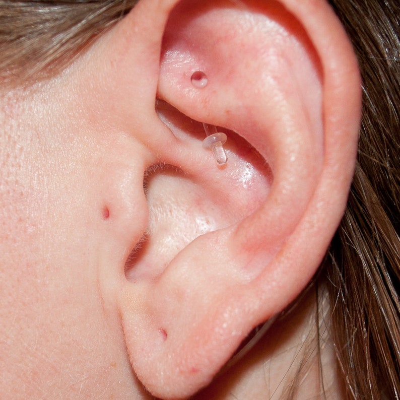 16g Piercing Retainer Clear to Conceal Body Implant Grade PVT Etsy