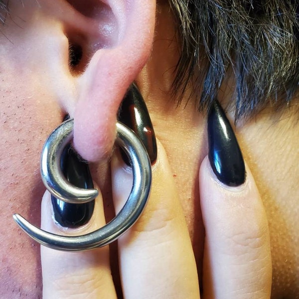 Spiral Gauged  Earring (pair) Hoop 316L Body Implant Grade Stainless Steel 12 gauge-0 gauge