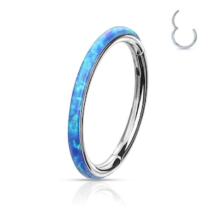 Side inlay Opal Clicker 16g 5/16 8mm Nose Ring/Septum/Cartilage/Tragus Body Implant Grade Stainless Steel