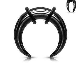 Black Tusk/Pincher Gauged Earring Septum Hoop 316L Body Implant Grade Stainless Steel 16gauge-00gauge