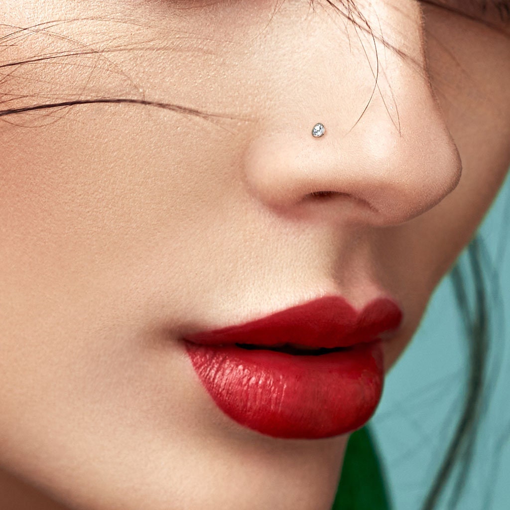 20g Clear Piercing Retainer Nose L Bend clair avec CZ Body Etsy France