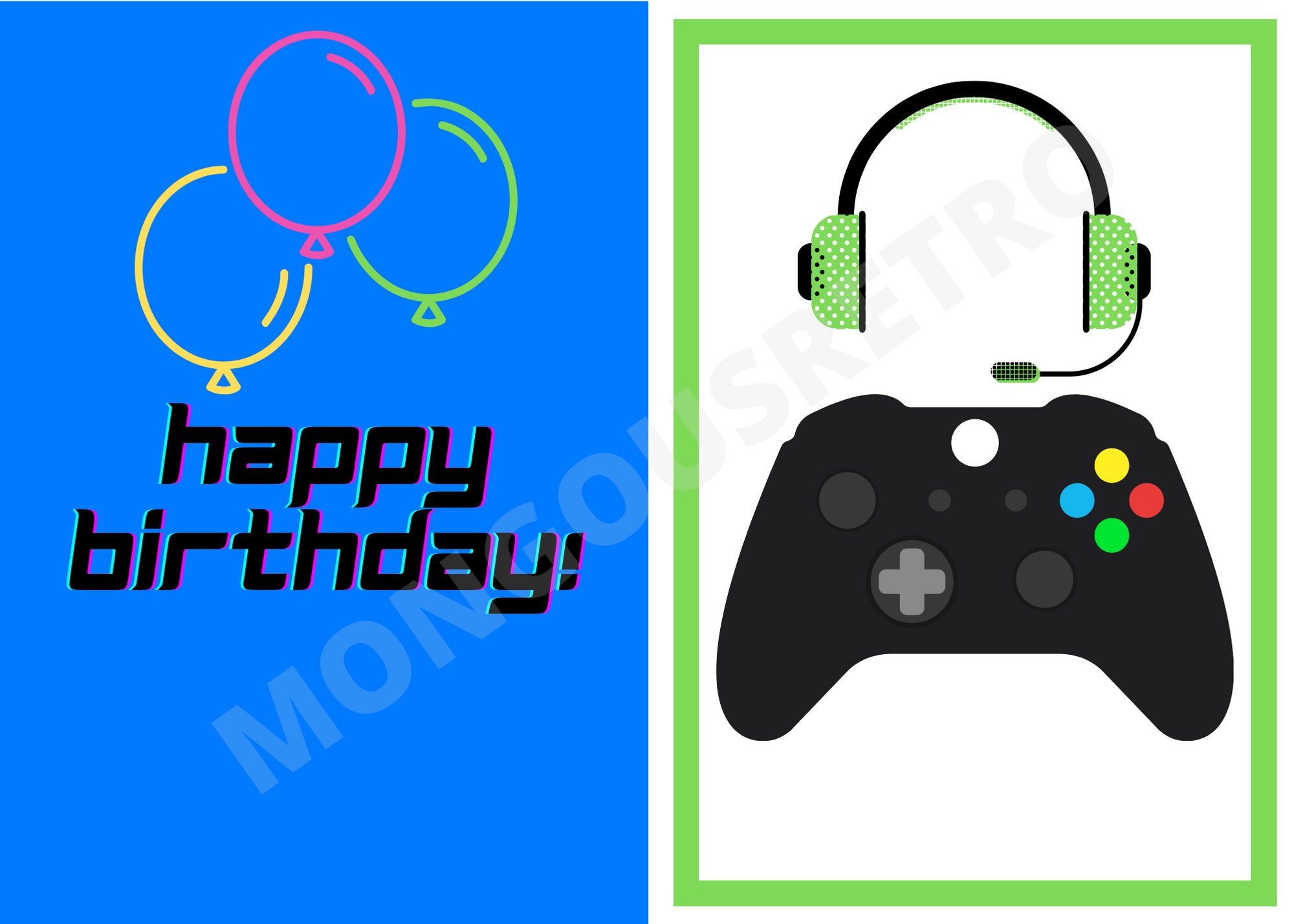 Xbox themed Gamer Birthday Card Digital Download Happy Etsy