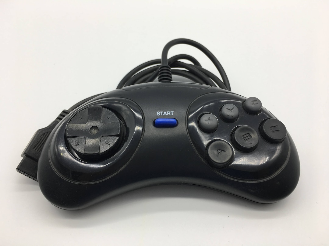 セガ ジェネシス 6ボタン コントローラー | ブラック ゲームパッド、8