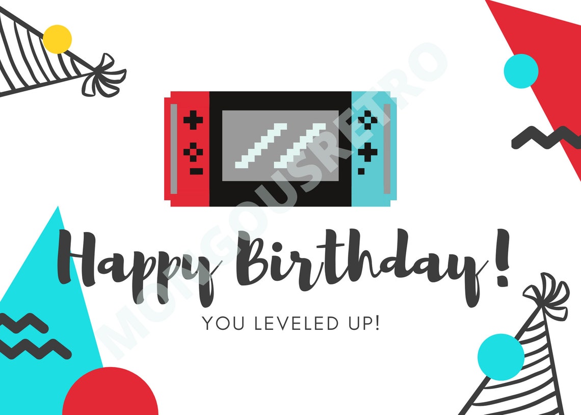 Nintendo Switch Birthday Card you Leveled Up Etsy
