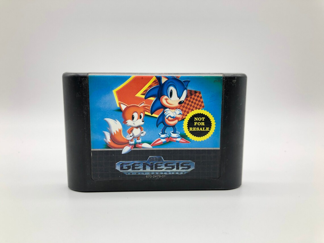 Sonic the Hedgehog 2 (Sega Genesis, 1992) Not for Resale, Game Cartridge