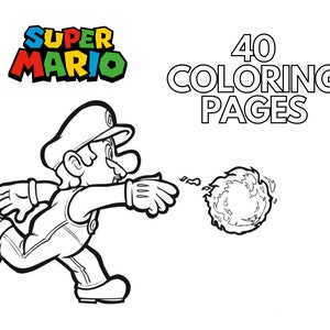 Super Mario Bros. Malbuch, 40 druckbare Seiten für Kinder, Geburtstagsfeiern, Schularbeit, Zeitvertreib, lustige Aktivität, PDF