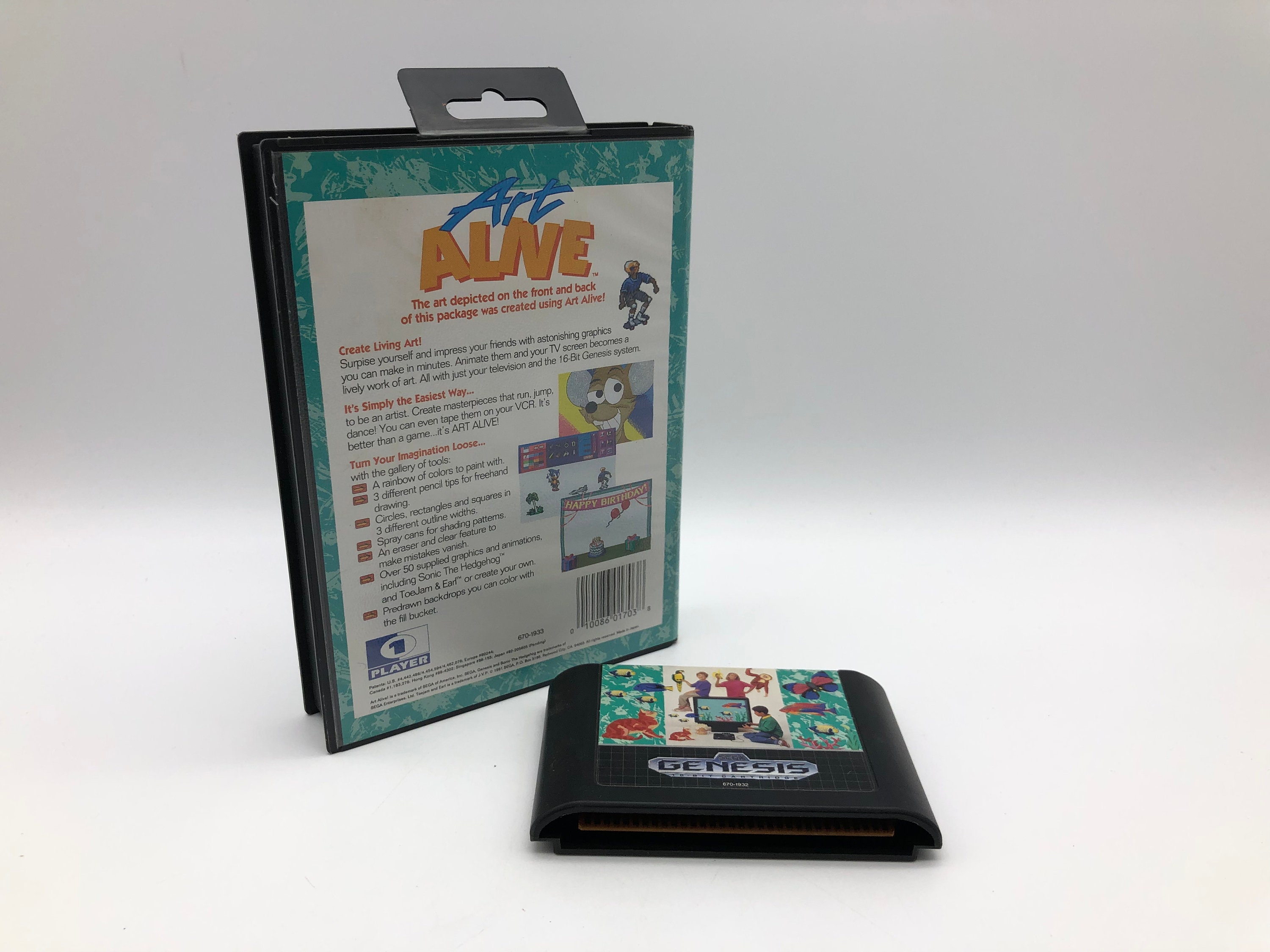 Art Alive (sega Genesis, 1991) With Original Box, Vintage Video