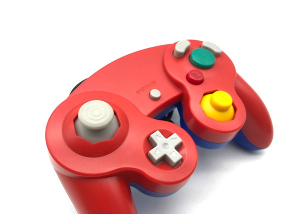 Nintendo Game Cube Red blue Controller Mario Bros. Themed