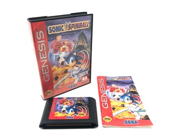 Sonic Spinball (Sega Genesis, 1993) Complete with case, Tested, Vintage Video Game, Free Shipping