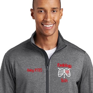 MENS/Unisex-Radiology Tech Xray Design on Stretch SportWick Contrast Jacket-RT R CT  zipup jacket-ST853 CutieP Red
