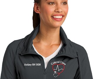 Critical Care EKG Steth-Nurse Stretch SportWick Jacket-- zipup light weight jacket with several colors-Red Blank Earpieces EKG Steth LST852