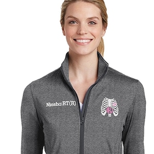 Radiology Xray Monogram Stretch Contrast SportWick Jacket with Chest Outline-R RT CT MRI zipup light weight jacket-LST853 TypeW