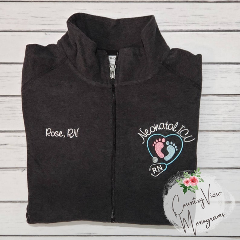 Neonatal ICU Nurse Fleece Jacket with FootPrints Stethoscope Etsy